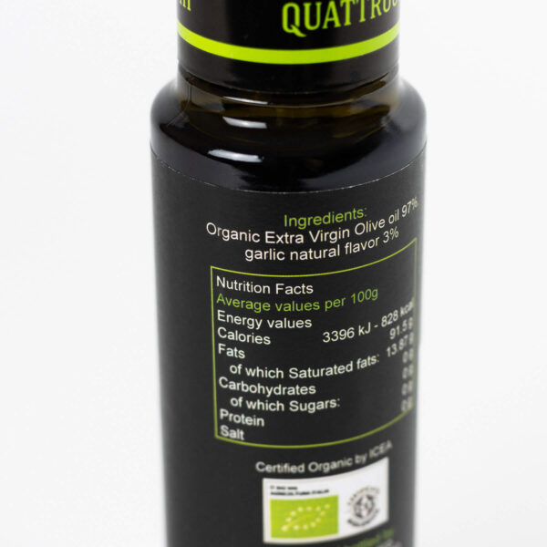 Extra Virgin Olive Oil with Garlic - Quattrociocchi 100ml - Image 2