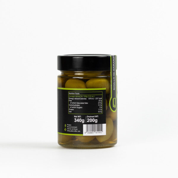 Giant Green Olives in Brine - Quattrociocchi 340g 100% Italian Product - Image 2