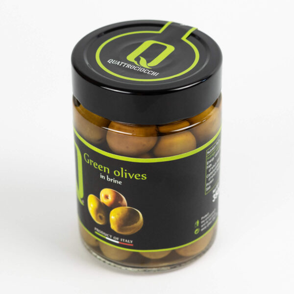 Green Olives in Brine - Quattrociocchi 350g 100% Italian Product - Image 2